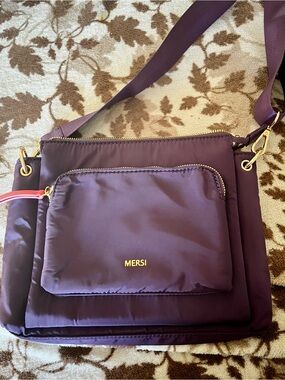 MERSI Deep Purple Crossbody Bag with Front Zip Pocket